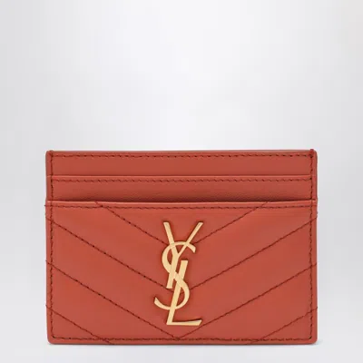 Saint Laurent Mandarin Cassandre Card Holder In Orange