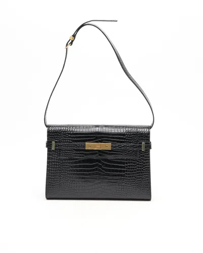 Saint Laurent Manhattan Croc Shoulder Bag