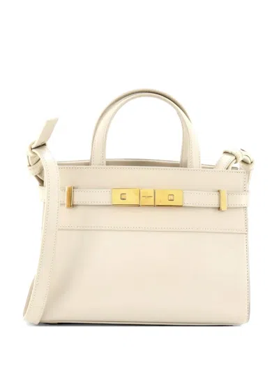 Pre-owned Saint Laurent Manhattan Handbag Leather Nano Shoulder Bag In White