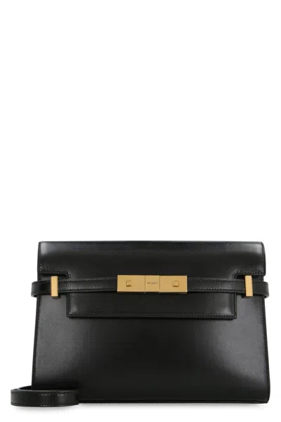 Saint Laurent Manhattan Leather Crossbody Bag In Black