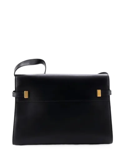 Pre-owned Saint Laurent Manhattan Leather Medium Shoulder Bag In 黑色