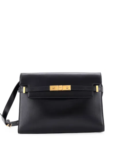 Pre-owned Saint Laurent Manhattan Leather Medium Shoulder Bag In Black