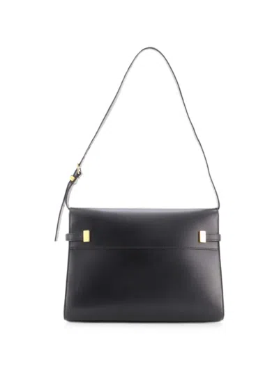 Pre-owned Saint Laurent Manhattan Leather Medium Shoulder Bag In Black