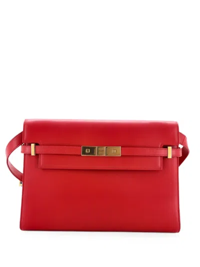 Pre-owned Saint Laurent Manhattan Leather Medium Shoulder Bag In Red