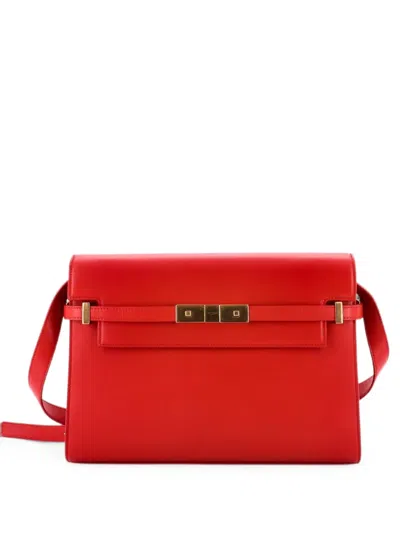 Pre-owned Saint Laurent Manhattan Leather Medium Shoulder Bag In Red