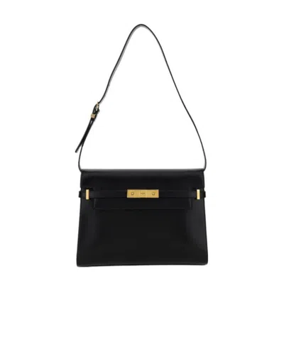 Saint Laurent Manhattan Leather Shoulder Bag In Black