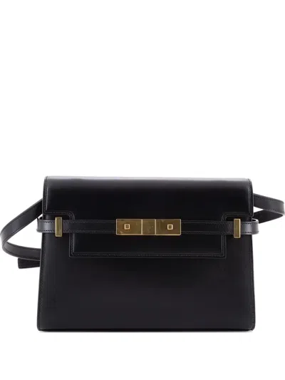 Pre-owned Saint Laurent Manhattan Leather Small Shoulder Bag In Black