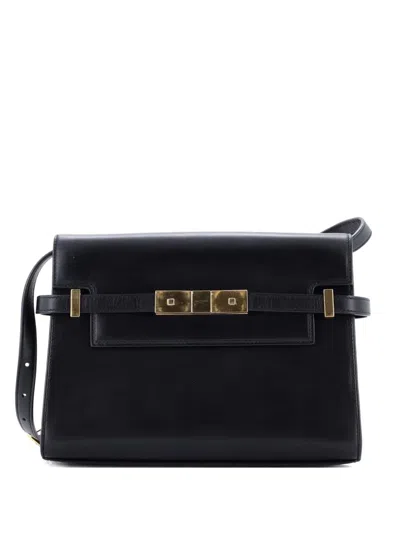 Pre-owned Saint Laurent Manhattan Leather Small Shoulder Bag In Black