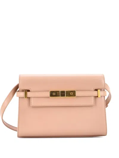 Pre-owned Saint Laurent Manhattan Leather Small Shoulder Bag In Neutral