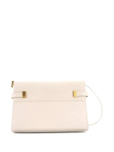 Pre-owned Saint Laurent Manhattan Leather Small Shoulder Bag In White