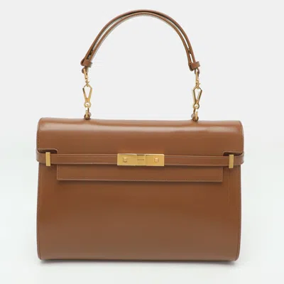 Pre-owned Saint Laurent Manhattan Medium Brown Leather Top Handle Bag
