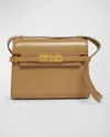 Saint Laurent Manhattan Mini Calfskin Crossbody Bag In Natural Tan