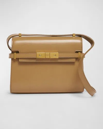 Saint Laurent Manhattan Mini Calfskin Crossbody Bag In Natural Tan
