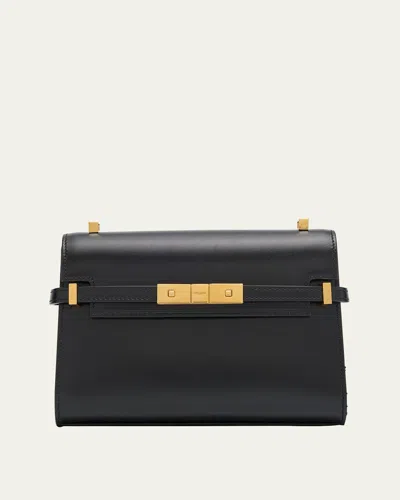 Saint Laurent Manhattan Mini Calfskin Crossbody Bag In Black