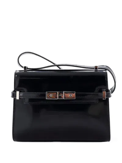Pre-owned Saint Laurent Manhattan Shoulder Bag Leather Mini Crossbody Bag In 黑色