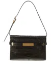 Saint Laurent Manhattan Small Croc-embossed Leather Shoulder Bag In Black