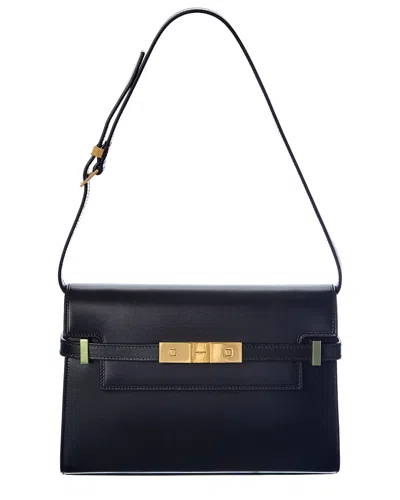 Saint Laurent Manhattan Small Leather Shoulder Bag In Black