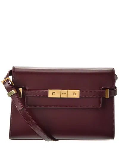 Saint Laurent Manhattan Small Leather Shoulder Bag In Red