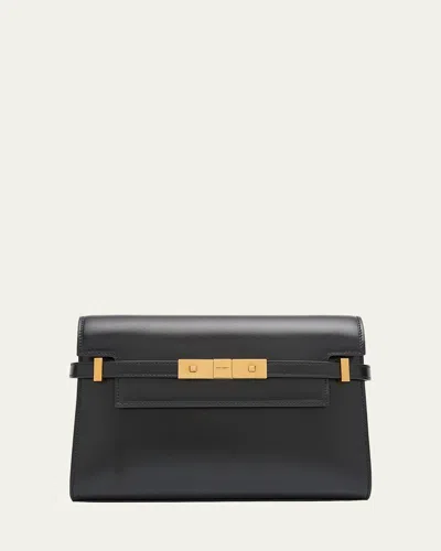 Saint Laurent Manhattan Small Shoulder Bag In Smooth Leather In Black