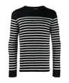 Saint Laurent Buttoned-shoulder Striped Jumper In Black