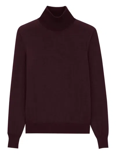 SAINT LAURENT MAROON HIGH NECK SWEATER