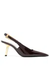 Saint Laurent Lee Embellished Patent-leather Slingback Pumps In Maroon