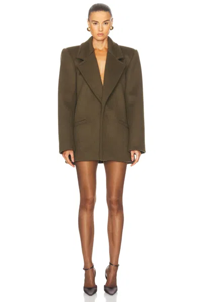 Saint Laurent Martingale Coat In Kaki