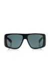 Saint Laurent Mask-frame Acetate Sunglasses In Green