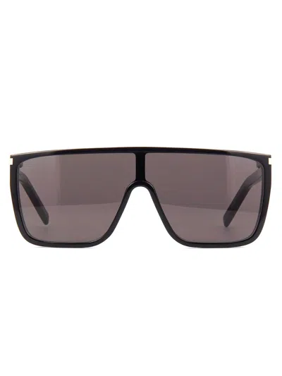 Saint Laurent Mask Frame Sunglasses In 001 Black Black Black