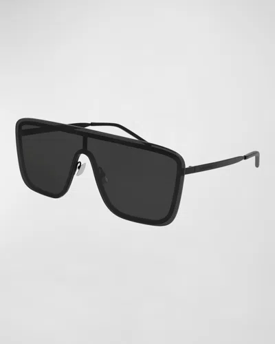 Saint Laurent Mask Shield Mirrored Sunglasses In Black