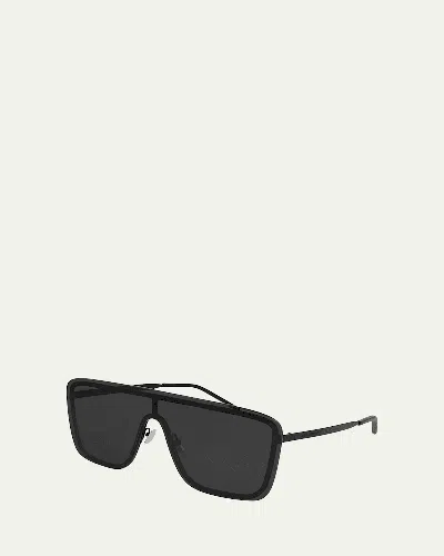 Saint Laurent Mask Shield Mirrored Sunglasses In Black