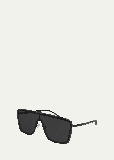Saint Laurent Mask Shield Mirrored Sunglasses In Black