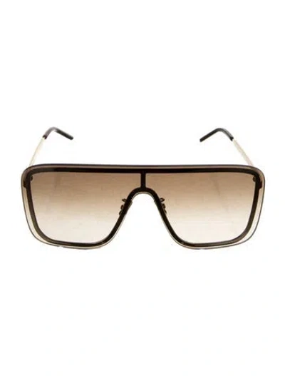 Pre-owned Saint Laurent Mask Shield Sunglasses W/ Tags In Gold
