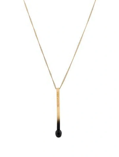 Pre-owned Saint Laurent Match Stick Pendant Necklace, 18.75" In Black