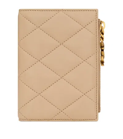 Saint Laurent Matelassé Bifold Wallet In White