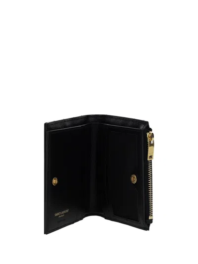 Saint Laurent Matelassé Calfskin Wallet In Black