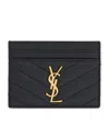 Saint Laurent Matelassé Card Holder In Black