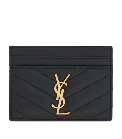 Saint Laurent Matelassé Card Holder In Black