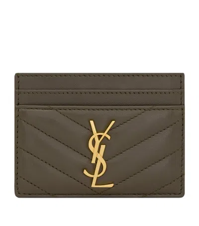 Saint Laurent Matelassé Card Holder In Green