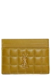 Saint Laurent Matelassé Leather Card Case In Gold