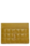 Saint Laurent Matelassé Leather Card Case In Vert Olive