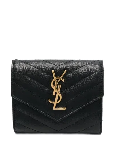 Saint Laurent Matelassé Leather Wallet In Black