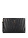 Saint Laurent Cassandre Matelassé Leather Clutch In Black