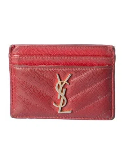 Pre-owned Saint Laurent Matelasse Monogram Cardholder Card Holder Chevron Wallet In Multi