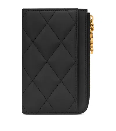 Saint Laurent Matelassé Zip-up Card Holder In Black