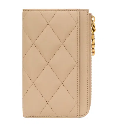 Saint Laurent Matelassé Zip-up Card Holder In White