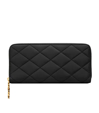 Saint Laurent Matelassé Zip-up Wallet In Black