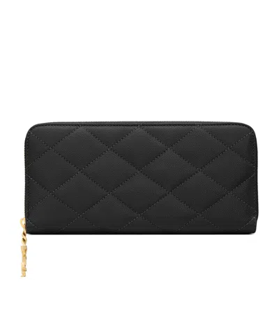 Saint Laurent Matelassé Zip-up Wallet In Black