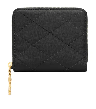 Saint Laurent Matelassé Zip-up Wallet In Black