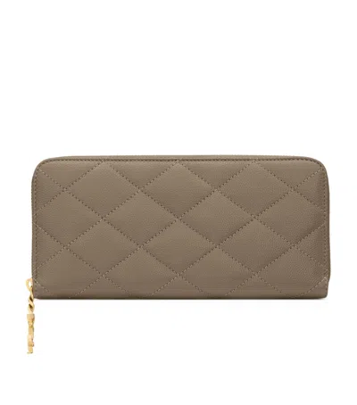 Saint Laurent Matelassé Zip-up Wallet In Gray
